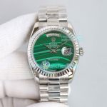 Swiss Clone Rolex Day-Date 36mm Watch Peacock Green Silver President Band